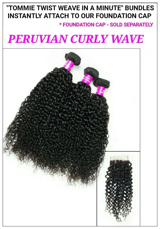 PERUVIAN CURLY WAVE: 4 BUNDLES / FREE PART - CLOSURE