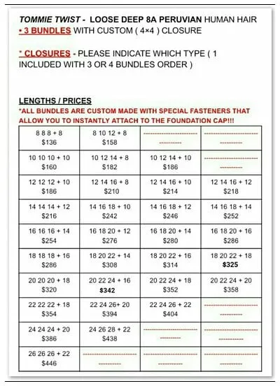 PERUVIAN LOOSE DEEP 8A: BUNDLES / CLOSURES / FOUNDATION CAP ( NOT INCLUDED ) - Image 2