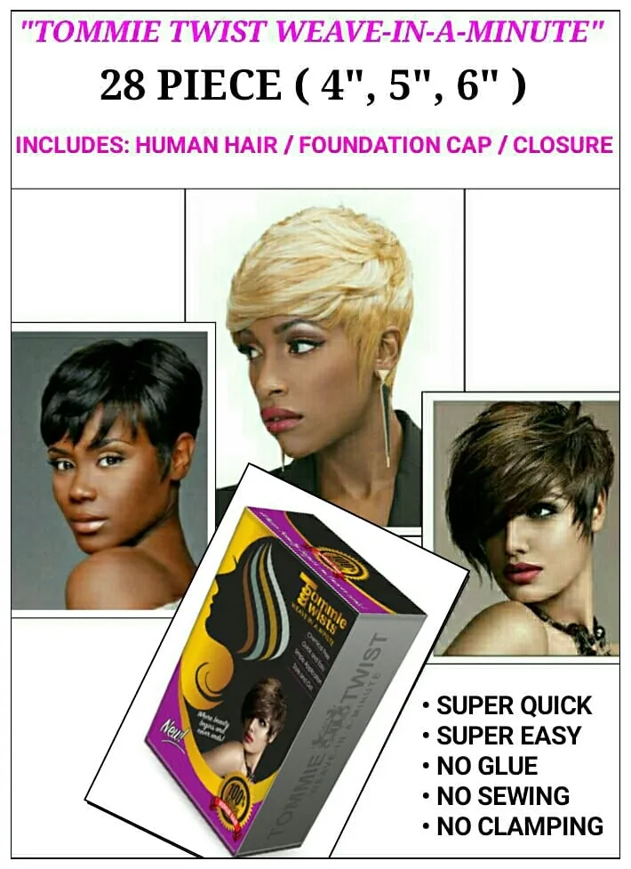 "TT RAPID EXTENSION UNITS"- 28 PIECE: 4",5",6" HAIR LENGTHS / FOUNDATION CAP / CLOSURE