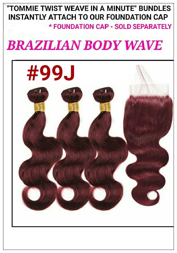 "TT RAPID EXTENSION UNITS"- BRAZILIAN BODY WAVE ( #99J ): BUNDLES / FREE PART - CLOSURE